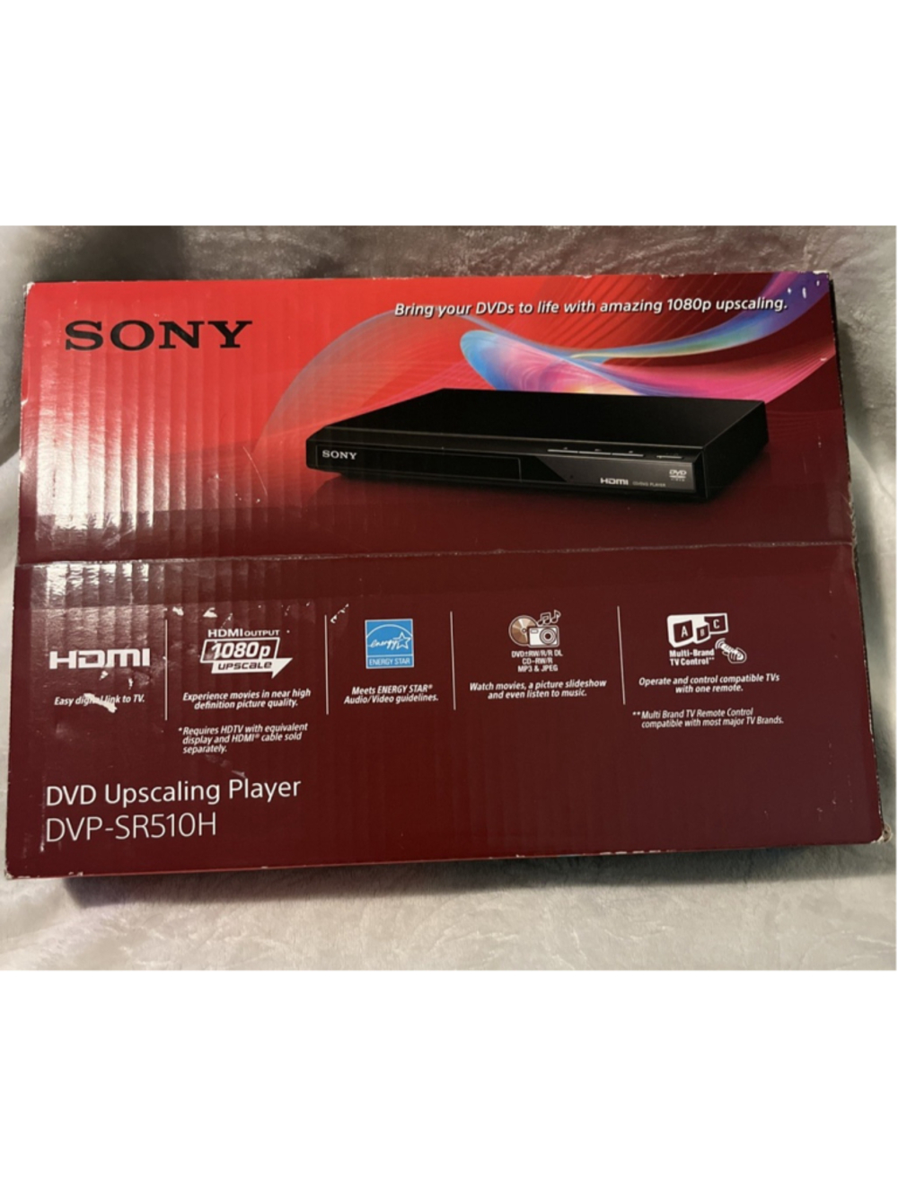 Sony DVP-SR510H Upscaling CD DVD Player HDMI Out with Remote, AV & HDMI Cables